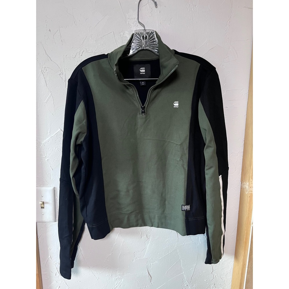 G-Star‎ RAW Originals Olive & Black Half-Zip Pullover Athleisure Top
